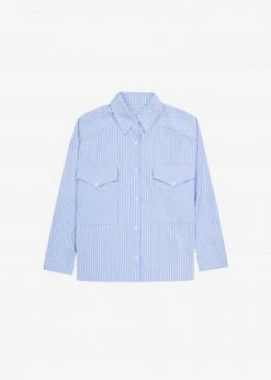The Frankie Shop CLOTHING Orson Pocket Shirt - Blue Stripe
