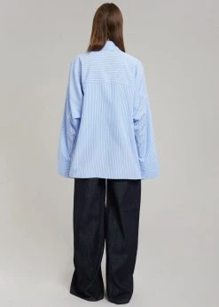 The Frankie Shop CLOTHING Orson Pocket Shirt - Blue Stripe