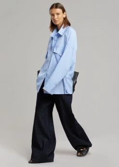 The Frankie Shop CLOTHING Orson Pocket Shirt - Blue Stripe