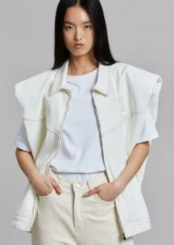 Another.J CLOTHING Ossa Padded Denim Vest - White