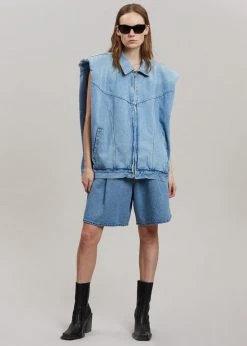 Another.J CLOTHING Ossa Padded Denim Vest - Worn Wash