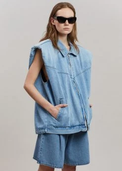 Another.J CLOTHING Ossa Padded Denim Vest - Worn Wash