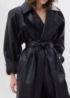 Paper Moon Henna Oversized Faux Leather Trench - Black CLOTHING
