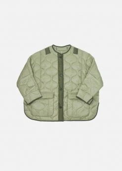 The Frankie Shop Teddy Quilted Jacket - Moss Green CLOTHING