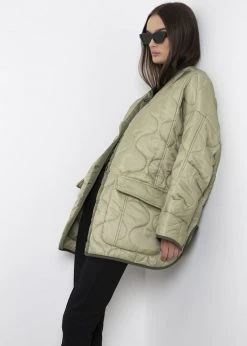 The Frankie Shop Teddy Quilted Jacket - Moss Green CLOTHING