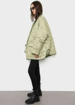 The Frankie Shop Teddy Quilted Jacket - Moss Green CLOTHING