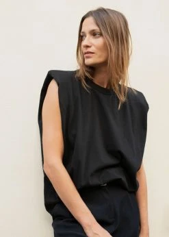 The Frankie Shop CLOTHING Eva Padded Shoulder Muscle T-Shirt - Black