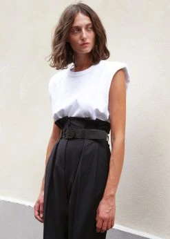 The Frankie Shop Eva Padded Shoulder Muscle T-Shirt - White CLOTHING