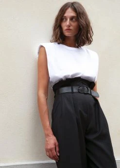 The Frankie Shop Eva Padded Shoulder Muscle T-Shirt - White CLOTHING