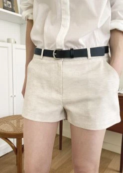 The Frankie Shop CLOTHING Palma Linen Shorts - Oat Melange