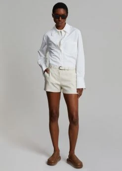 The Frankie Shop CLOTHING Palma Linen Shorts - Oat Melange