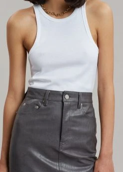 The Frankie Shop Patti Faux Leather Skirt - Charcoal CLOTHING