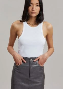 The Frankie Shop Patti Faux Leather Skirt - Charcoal CLOTHING