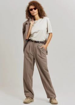 The Frankie Shop CLOTHING Payli Belted Suit Pants - Mocha