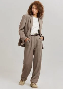 The Frankie Shop CLOTHING Payli Belted Suit Pants - Mocha
