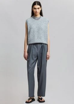 The Frankie Shop Pleat Front Loose Fit Trousers - Gunmetal