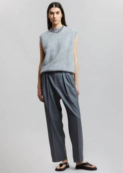 The Frankie Shop Pleat Front Loose Fit Trousers - Gunmetal