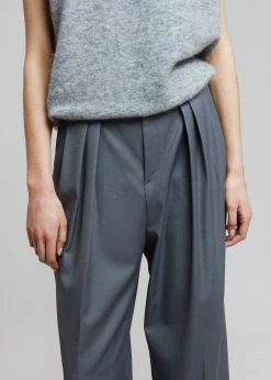 The Frankie Shop Pleat Front Loose Fit Trousers - Gunmetal