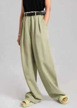 The Frankie Shop CLOTHING Port Pleated Pants - Sage
