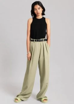 The Frankie Shop CLOTHING Port Pleated Pants - Sage