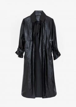Maimia Reed Faux Leather Trench Coat - Black
