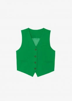 The Frankie Shop Rina Vest - Kelly Green CLOTHING