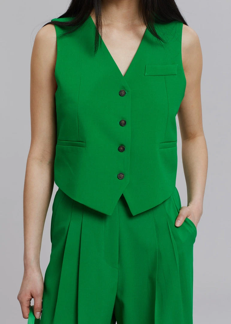 The Frankie Shop Rina Vest - Kelly Green CLOTHING
