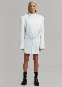 The Frankie Shop Rives Shirt Dress - Optic White CLOTHING