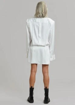 The Frankie Shop Rives Shirt Dress - Optic White CLOTHING