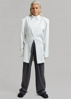 The Frankie Shop Rives Shirt Dress - Optic White CLOTHING
