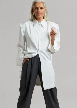 The Frankie Shop Rives Shirt Dress - Optic White CLOTHING