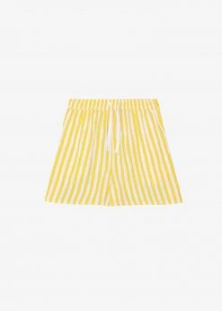 The Frankie Shop Riviera Boxer Shorts - Yellow Stripe CLOTHING
