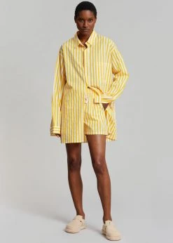 The Frankie Shop Riviera Boxer Shorts - Yellow Stripe CLOTHING
