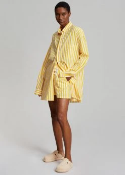 The Frankie Shop Riviera Boxer Shorts - Yellow Stripe CLOTHING
