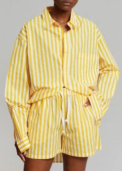 The Frankie Shop Riviera Boxer Shorts - Yellow Stripe CLOTHING