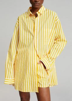 The Frankie Shop Riviera Oversized Shirt - Yellow Stripe CLOTHING