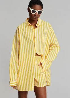 The Frankie Shop Riviera Oversized Shirt - Yellow Stripe CLOTHING