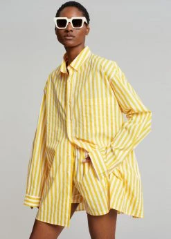 The Frankie Shop Riviera Oversized Shirt - Yellow Stripe CLOTHING