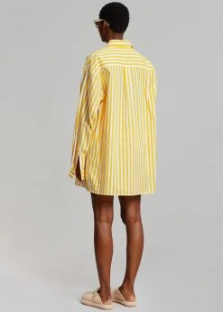 The Frankie Shop Riviera Oversized Shirt - Yellow Stripe CLOTHING