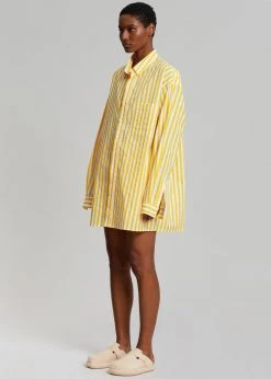 The Frankie Shop Riviera Oversized Shirt - Yellow Stripe CLOTHING