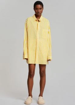 The Frankie Shop Riviera Oversized Shirt - Yellow Stripe CLOTHING