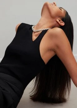 Róhe Liz Asymmetric Tank Top - Noir CLOTHING