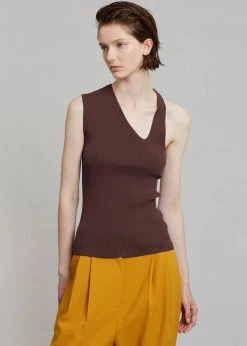 Róhe Liz Asymmetric Tank Top - Pure Chocolate