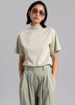 The Wave CLOTHING Ros Mock Neck Tee - Sage