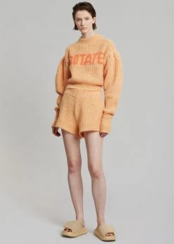 CLOTHING ROTATE Adley Logo Knit Jumper - Orange Pop