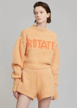 CLOTHING ROTATE Adley Logo Knit Jumper - Orange Pop