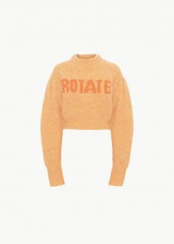 CLOTHING ROTATE Adley Logo Knit Jumper - Orange Pop