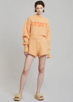 CLOTHING ROTATE Adley Logo Knit Jumper - Orange Pop