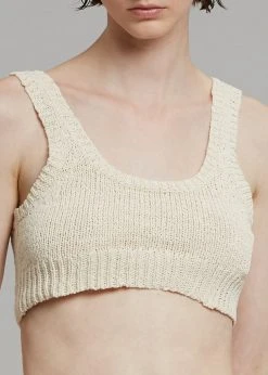 ROTATE Birdy Knit Top - White Asparagus