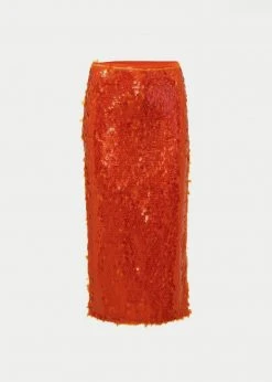 ROTATE Caitlin Skirt - Mandarin Red